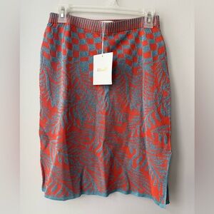 NWT Diane Von Furstenberg Cruz Skirt Bella Palm Blue size S